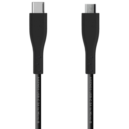 AISENS Cable USB 2.0 3A, tipo USB C/M - micro B/M, Negro, 1.0 m