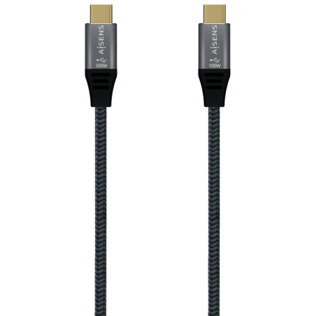AISENS Cable USB 2.0 Aluminio 5A 100W E-Mark, USB-C/M-USB-C/M, Gris, 1