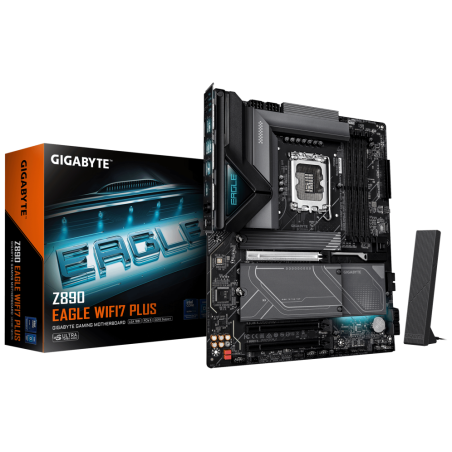 GIGABYTE Z890 EAGLE WIFI7 PLUS Placa Base – Compatible con procesadores Intel Core Ultra (Serie 2), VRM de 14+1+2 fases, hasta 9