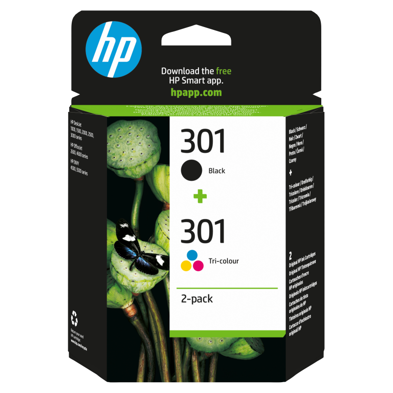 HP Pack de ahorro de 2 cartuchos de tinta original 301 negro/Tri-color