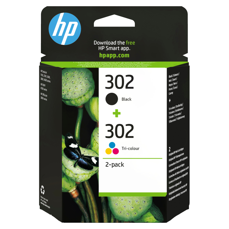 HP Paquete de ahorro de 2 cartuchos de tinta original 302 negro/tricolor