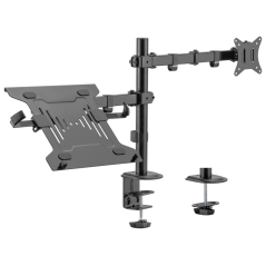 AISENS Soporte de Mesa Giratorio e Inclinable para Portatil y Monitor/