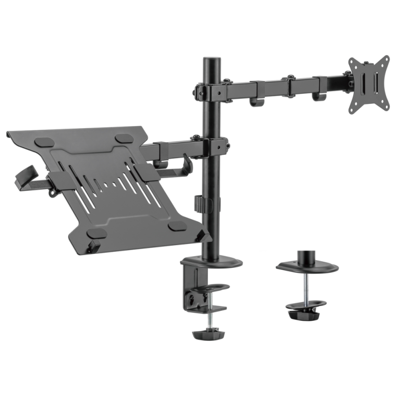 AISENS Soporte de Mesa Giratorio e Inclinable para Portatil y Monitor/TV 9Kg de 17-32, Negro