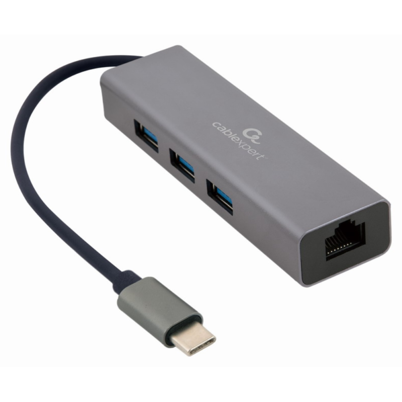 Gembird A-CMU3-LAN-01 base para portátil y replicador de puertos USB 3.2 Gen 1 (3.1 Gen 1) Type-C Gris