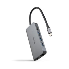 Hub nanocable usb - c 8 en 1 conversor usb - c 3.1 a 3xusb - a 3.0 + h