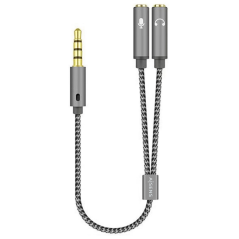 AISENS Cable Adaptador Audio Jack 3.5 4pines/M-2xjack 3.5 3pines/H, Gr
