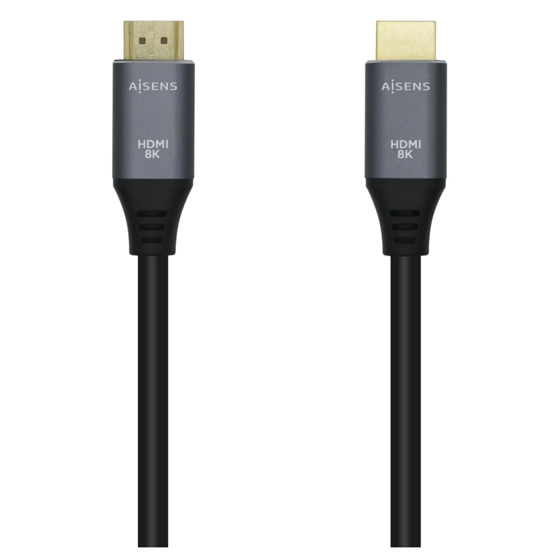 AISENS Cable HDMI V2.1 Ultra Alta Velocidad / HEC 8k@60Hz 48Gbps, A/M-A/M, Gris/Negro, 0.5m