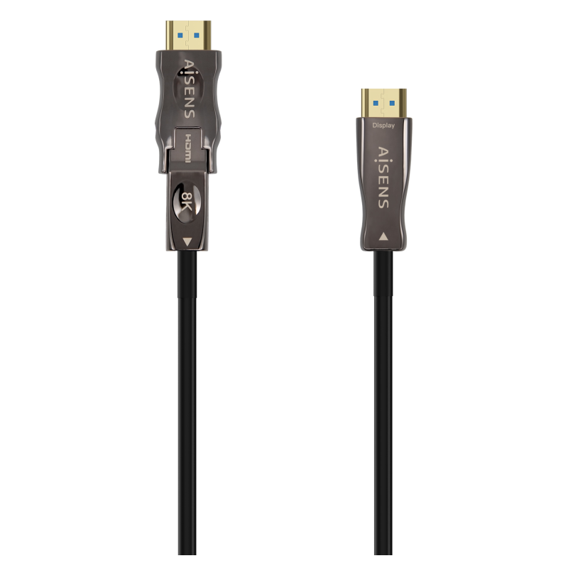 AISENS Cable Hdmi V2.1 AOC Desmontable Ultra Alta Velocidad / Hec 8K@60Hz 4K@120Hz 4:4:4 48Gbps, A/M-D/A/M, Negro, 15M