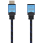 AISENS Cable HDMI V2.0 Prolongador Premium Alta Velocidad / HEC 4K@60Hz 18Gbps, A/M-A/H, Negro/Azul, 2.0m