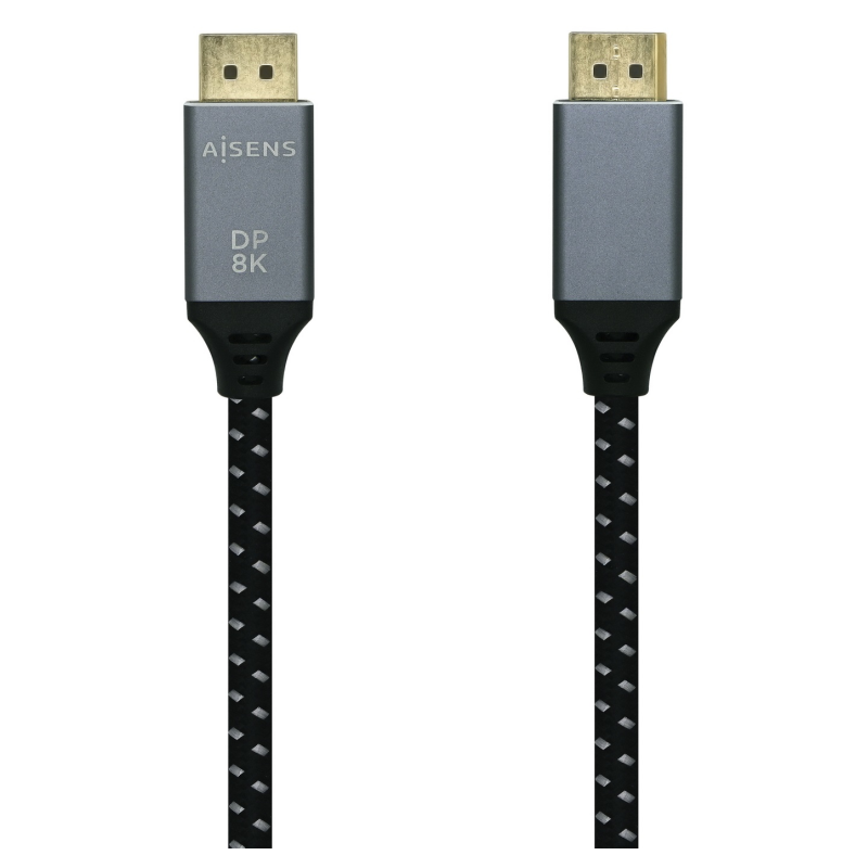 AISENS Cable Displayport V1.4 8k@60hz, DP/M-DP/M, Gris/Negro, 3.0m