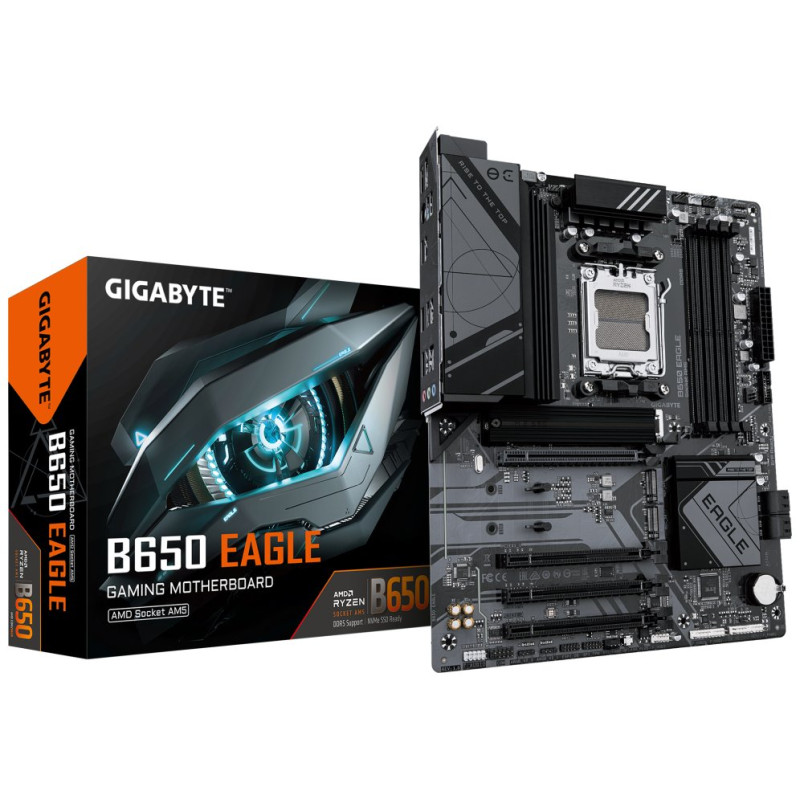 GIGABYTE B650 EAGLE Placa base - AMD Ryzen serie 9000, VRM de 12+2+2 fases, hasta 7600 MHz DDR5 (OC), 1xPCIe 5.0 + 2xPCIe 4.0 M.