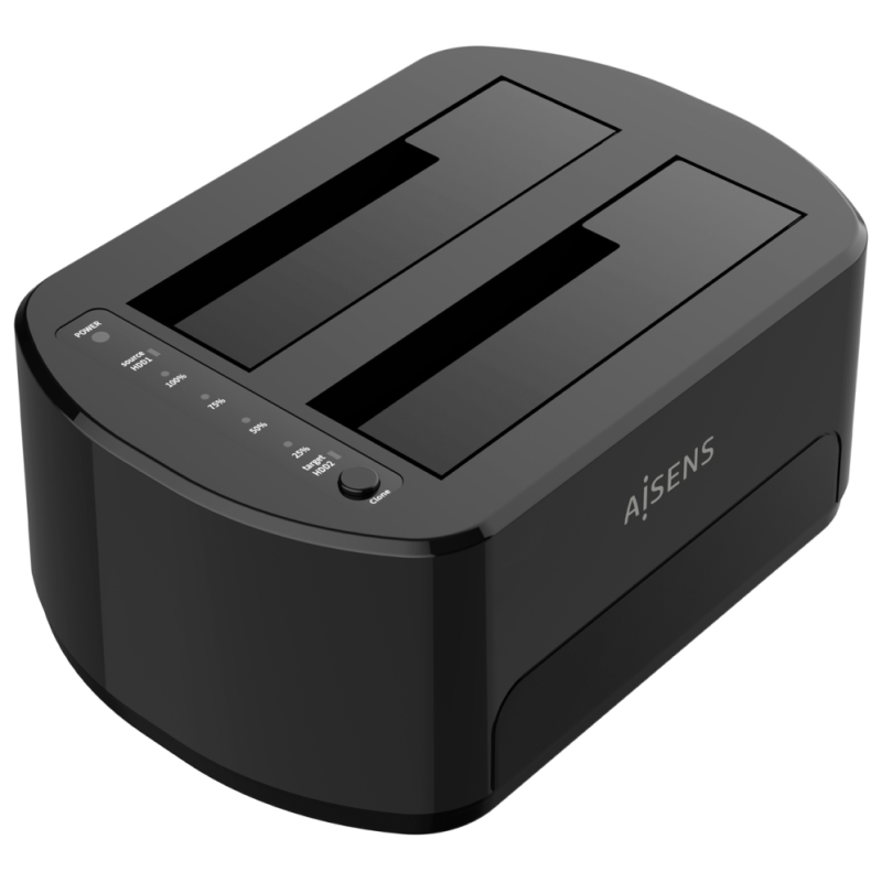 AISENS Estacion de Docking de Doble Bahia ASDS-D03B SATA 2.5/3.5 a USB 3.0/3.1 Gen1, Clone, Negra
