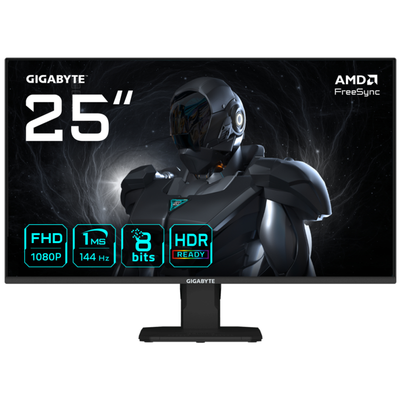 GIGABYTE GS25F14 Monitor Gaming FHD de 25” - 1920 x 1080, 144Hz, 1ms, 300 cd/m², Display HDR 10, HDMI 2.0, DisplayPort 1.2
