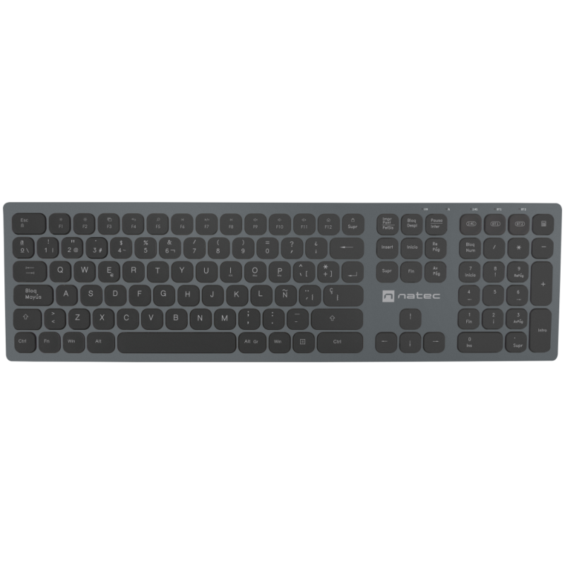 NATEC NKL-1830 teclado Universal RF Wireless + Bluetooth QWERTY Español Negro, Gris