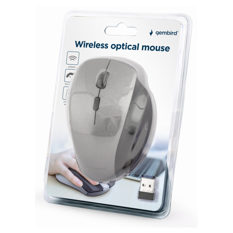 Gembird MUSW-6B-02-BG ratón Oficina mano derecha RF inalámbrico Óptico 1600 DPI