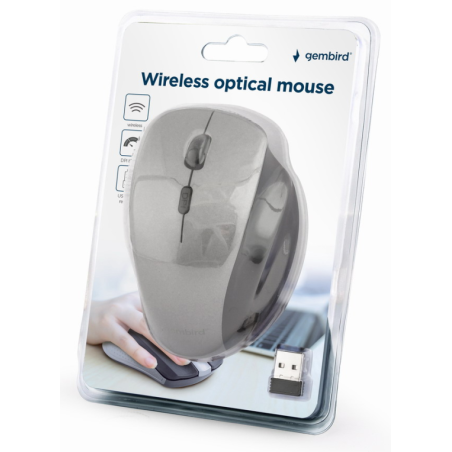 Gembird MUSW-6B-02-BG ratón Oficina mano derecha RF inalámbrico Óptico