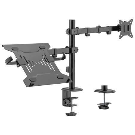 AISENS Soporte de Mesa Giratorio e Inclinable para Portatil y Monitor/