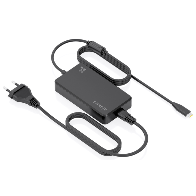 AISENS Cargador De Sobremesa GaN 90W PD3.0 1xUSB-C 1.8m, Negro