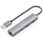 AISENS USB3.0 Dock USB-A A Ethernet Gigabit + Hub 1xUSB-C+2xUSB-A, Gris, 15cm