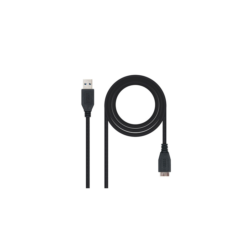Cable usb 3.0 tipo a a micro usb tipo b nanocable 2m - macho - macho - negro