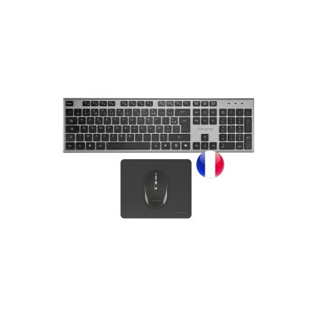 Teclado + raton tacens 6zenithfr inalambrico gris frances + alfombrill