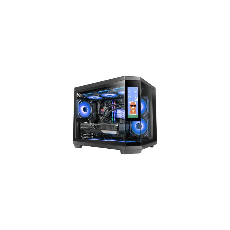 Caja ordenador mars gaming mc3tcorelcdm matx cristal templado lcd negra