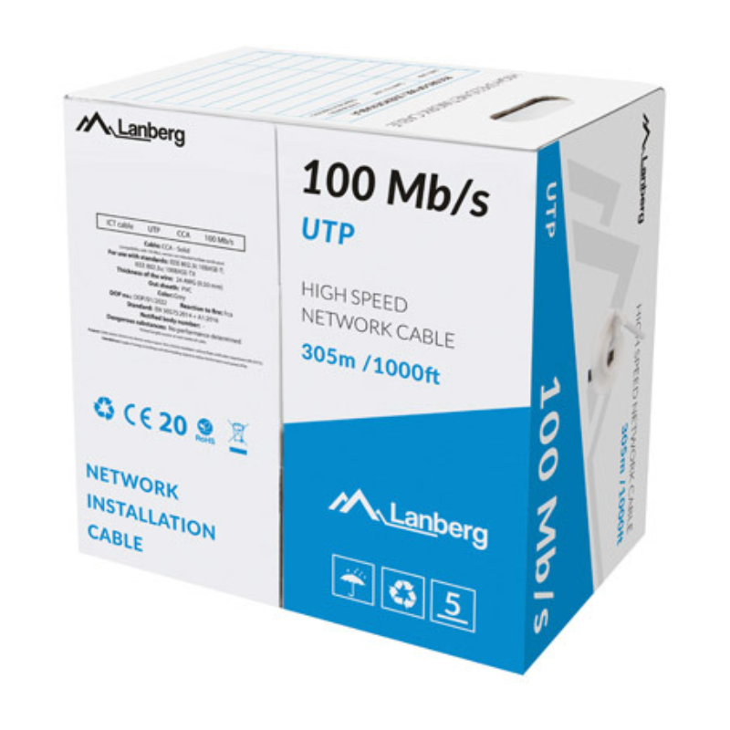 Lanberg LCU5-10CC-0305-S cable de red Gris 305 m U/UTP (UTP)
