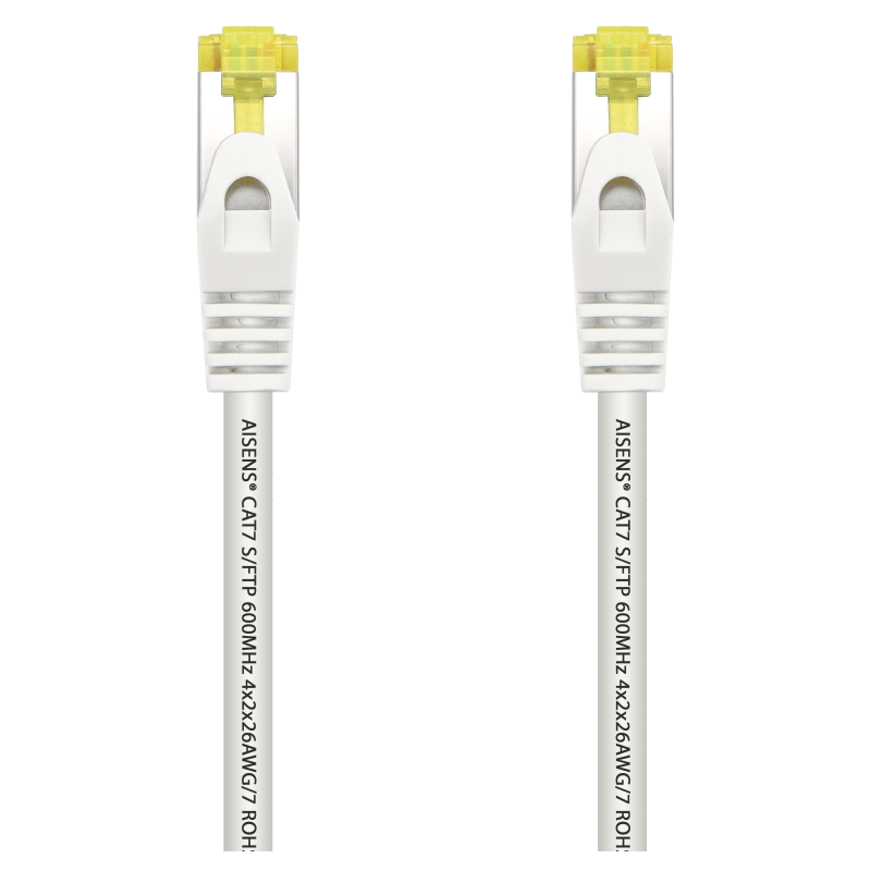 AISENS Cable De Red Latiguillo RJ45 LSZH Cat.7 600 MHz S/FTP PIMF AWG26, Blanco, 1.0 m