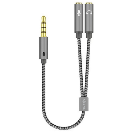 AISENS Cable Adaptador Audio Jack 3.5 4pines/M-2xjack 3.5 3pines/H, Gr