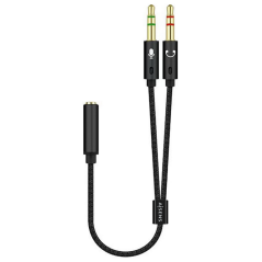 AISENS Cable Adaptador Audio Jack 3.5 4pines/H-2xjack 3.5 3pines/M, Ne