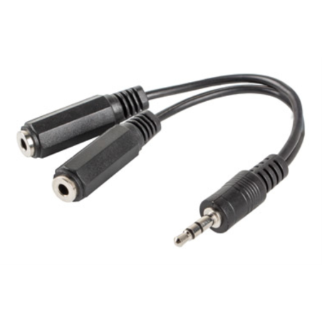 Lanberg AD-0024-BK cable de audio 0,1 m 3,5mm 2 x 3.5mm Negro