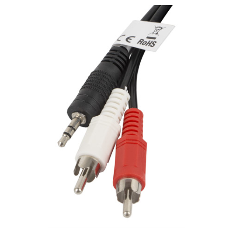Lanberg CA-MJRC-10CC-0020-BK cable de audio 2 m 3,5mm RCA Negro, Rojo, Blanco