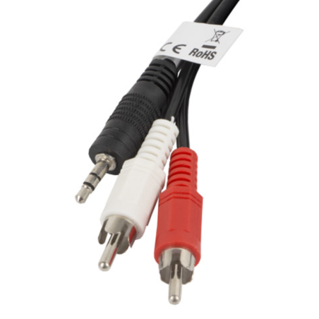 Lanberg CA-MJRC-10CC-0020-BK cable de audio 2 m 3,5mm RCA Negro, Rojo,