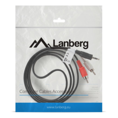 Lanberg CA-MJRC-10CC-0015-BK cable de audio 1,5 m 3,5mm 2 x RCA Negro