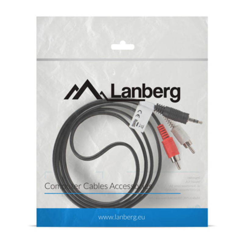Lanberg CA-MJRC-10CC-0015-BK cable de audio 1,5 m 3,5mm 2 x RCA Negro