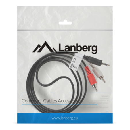 Lanberg CA-MJRC-10CC-0015-BK cable de audio 1,5 m 3,5mm 2 x RCA Negro