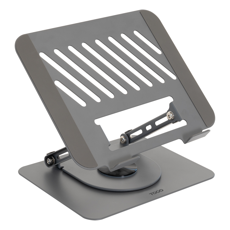 TooQ Soporte Elevador con rotación 360° y ajustable, para dispositivos de 11”-17”, Color Gris Oscuro