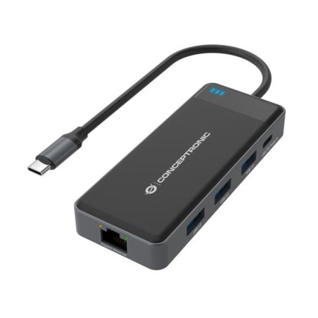 Adaptador conceptronic usb tipo c a gigabit ethernet rj45 - con hub us