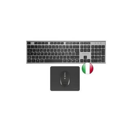 Teclado + raton tacens zenith inalambrico gris italiano + alfombrilla