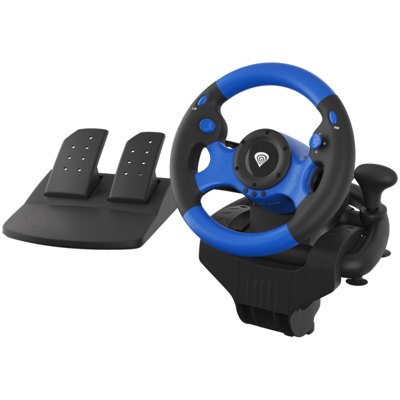 GENESIS Seaborg 350 Negro, Azul USB Volante + Pedales Nintendo Switch, PC, PlayStation 4, Playstation 3, Xbox 360, Xbox One, Xbo