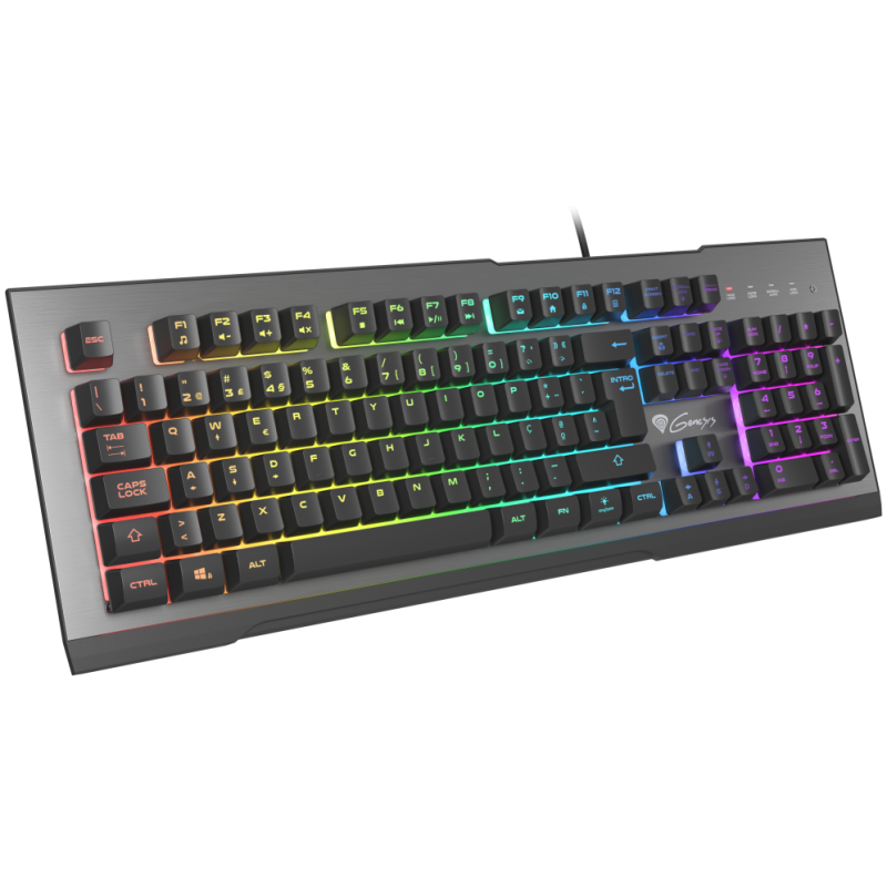 GENESIS Rhod 500 RGB teclado Juego USB QWERTY Portugués Negro, Plata