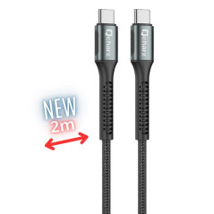 Cable qcharx prague usb tipo c - 2m - aleacion de aluminio negro cordo