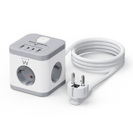 Regleta sobremesa ewent ew3863 3x schuko - 2x usb tipo a - 2x usb tipo