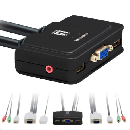 Conmutador kvm leven one kvm - 0223 vga usb para 2 cpu
