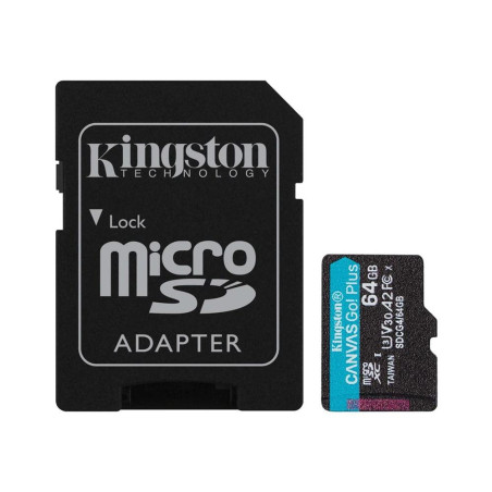 Tarjeta memoria micro secure digital sd xc 64gb kingston canvas go! pl