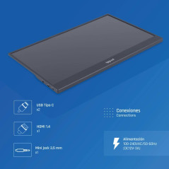 iggual Monitor portátil 15,6 IPS FHD USB-C funda