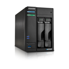 Servidor nas asustor tower 2 bay quad - core 2.0ghz cpu dual 2.5gbe po
