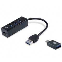 Hub usb 3.0 conceptronic hubbies04b 4 puertos con adaptador otg usb ti