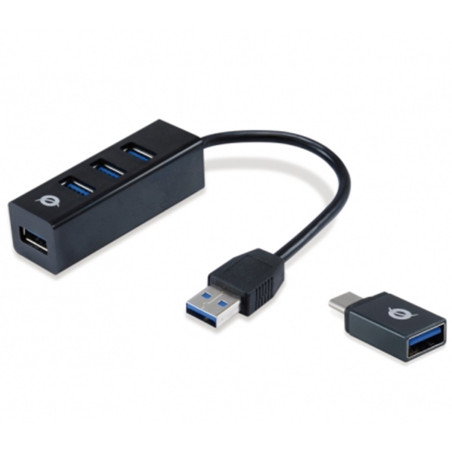 Hub usb 3.0 conceptronic hubbies04b 4 puertos con adaptador otg usb ti