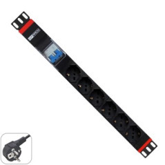 Regleta rack wp 1u 6 enchufes schuko con magnetotermico